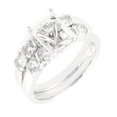 2 Piece Set Sterling Silver Semi Mount Ring Setting Emerald OCT 7x5mm 5 Stones - Syzjewelry